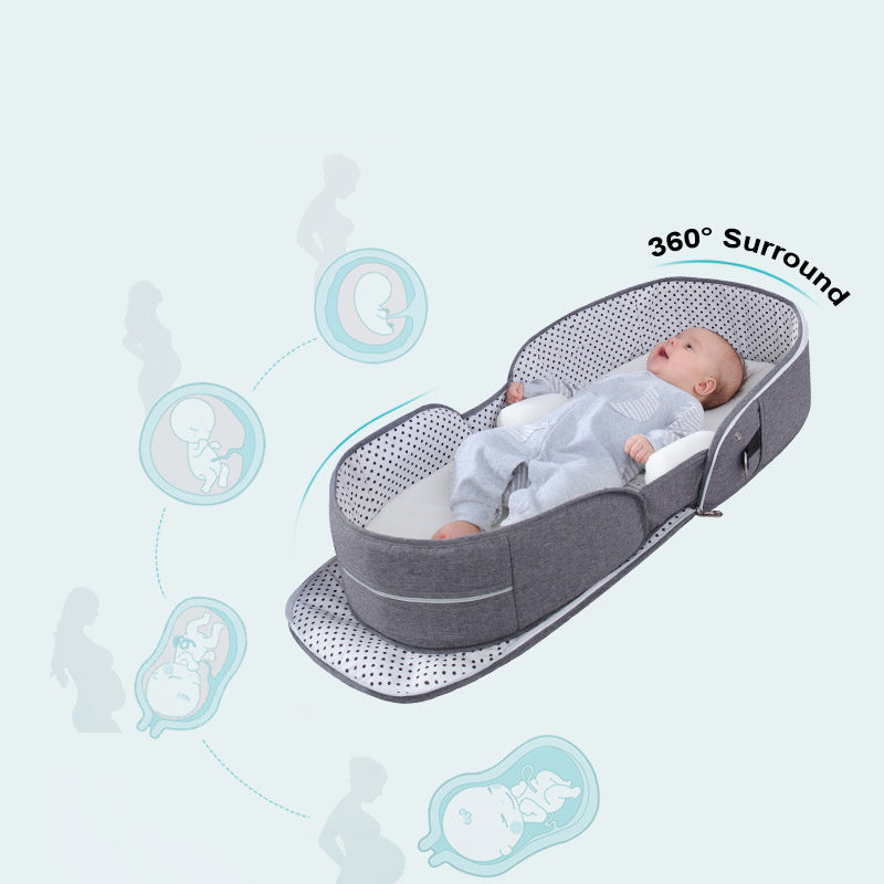 Bärbar Hopfällbar Babysäng med Skötväska – Perfekt för Resor & Utflykter