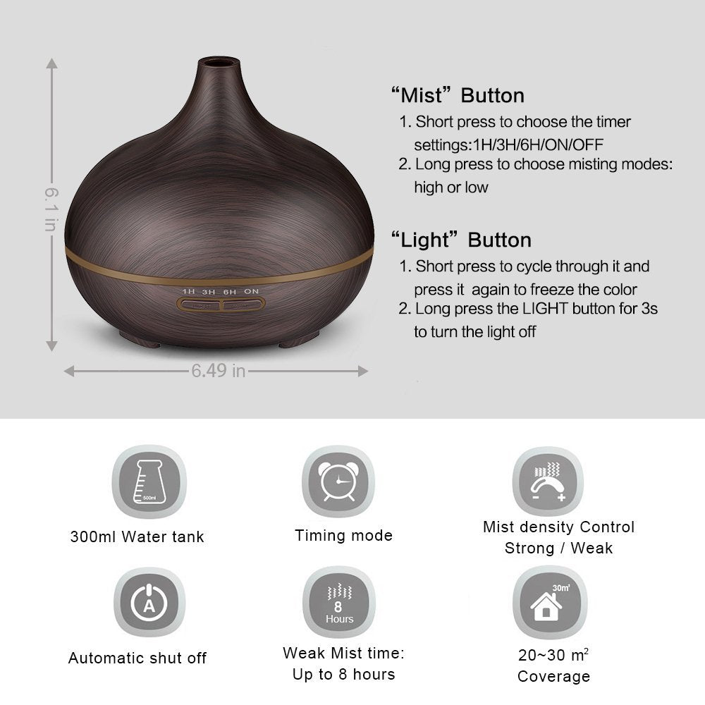 Ultraljuds Luftfuktare 550ml – Aromadiffuser & Doftspridare för Hemmet