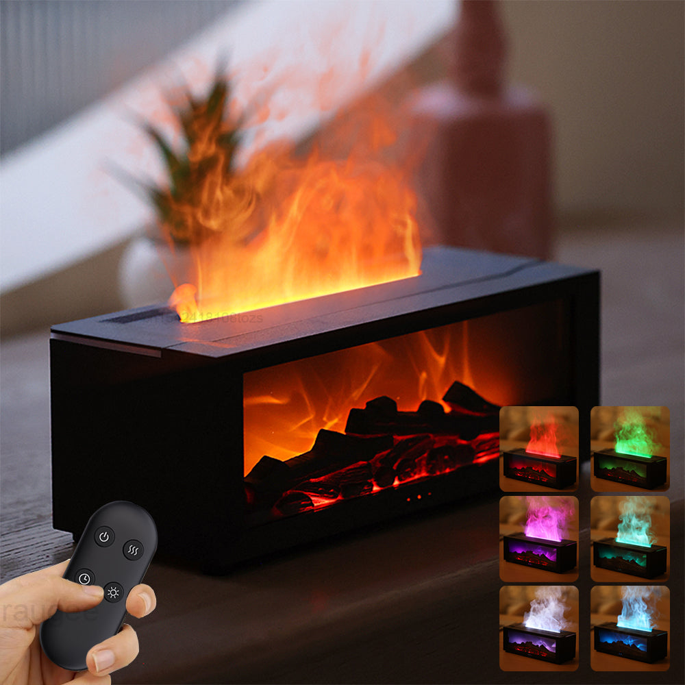 Ny Flame Aromaterapi Maskin – Luftfuktare & Doftspridare med 3D Eldeffekt