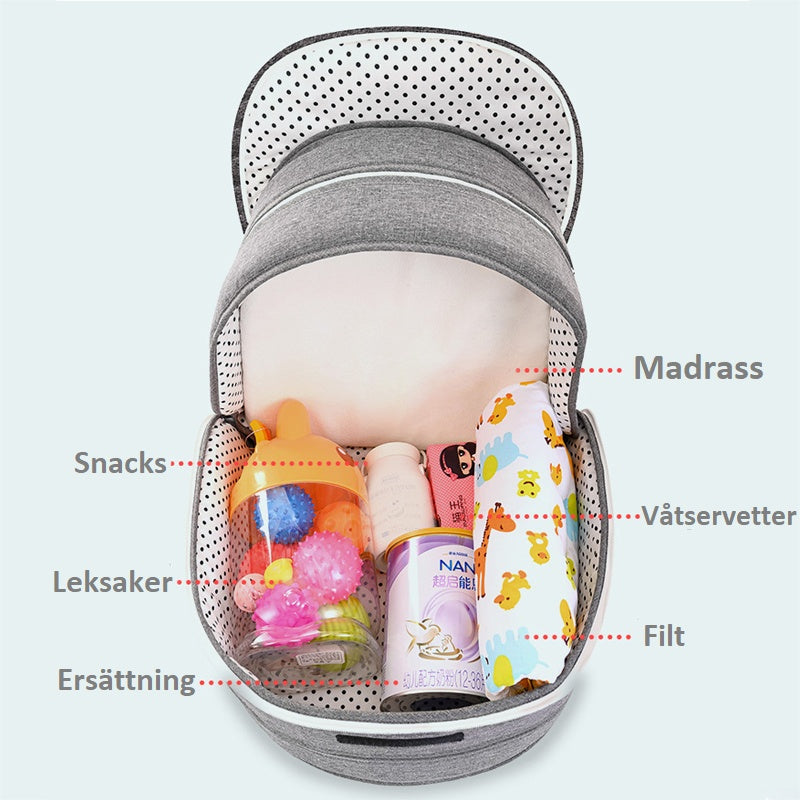 Bärbar Hopfällbar Babysäng med Skötväska – Perfekt för Resor & Utflykter